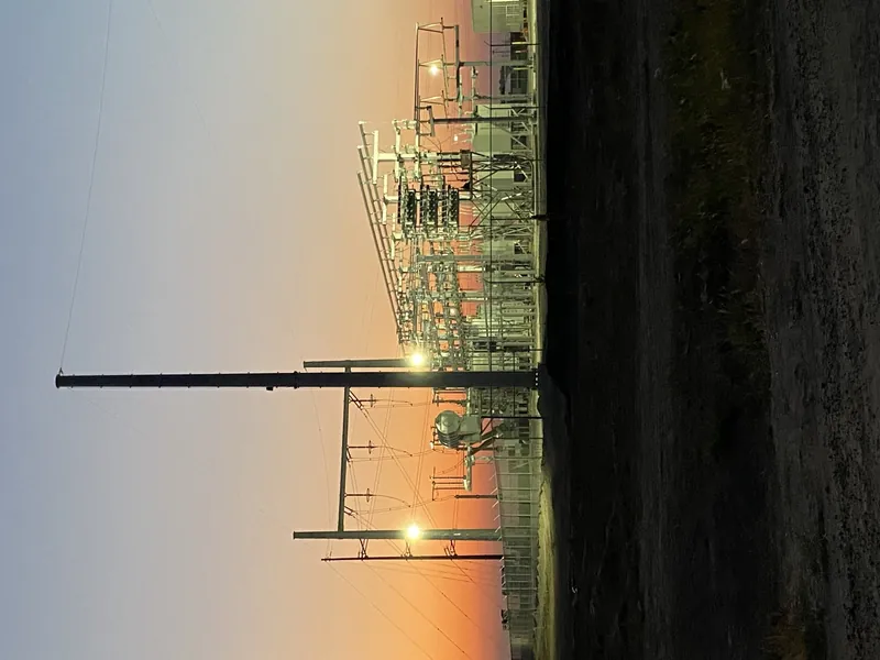 Electrical substation at dusk