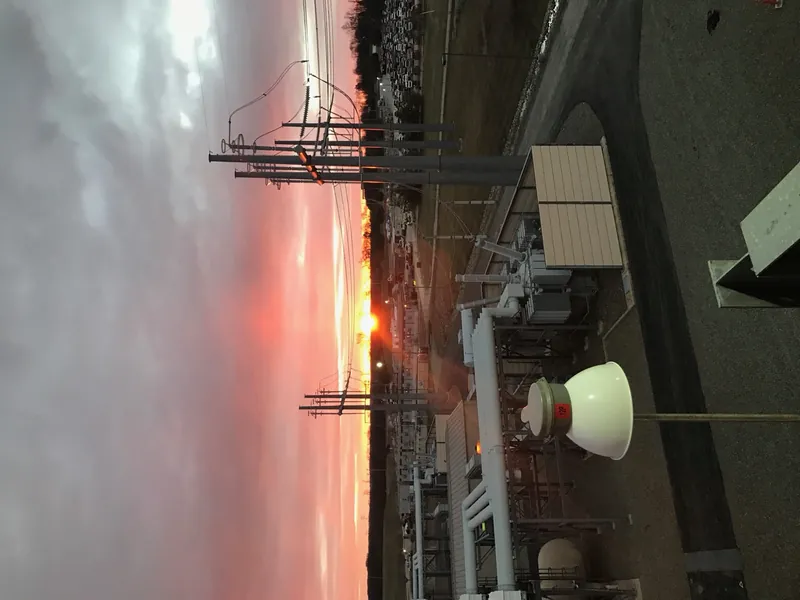 Power substation at sunset